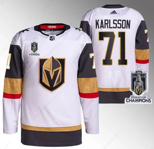 Men’s Vegas Golden Knights #71 William Karlsson White 2023 Stanley Cup Champions Stitched Jersey