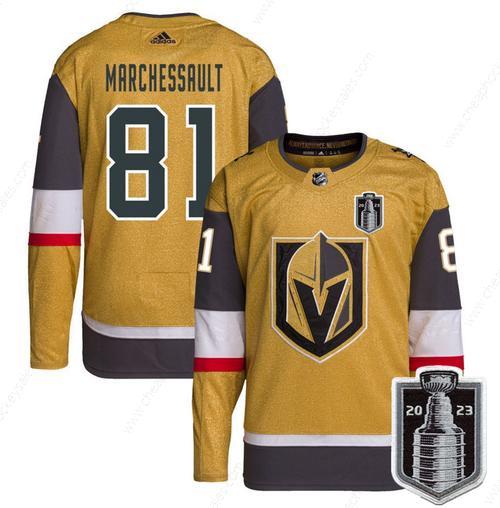 Men’s Vegas Golden Knights #81 Jonathan Marchessault Gold 2023 Stanley Cup Final Stitched Jersey