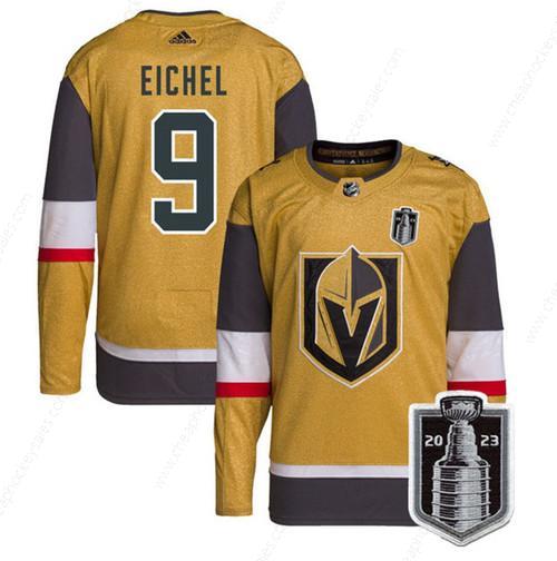 Men’s Vegas Golden Knights #9 Jack Eichel Gold 2023 Stanley Cup Final Stitched Jersey