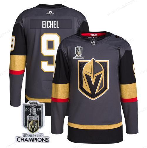 Men’s Vegas Golden Knights #9 Jack Eichel Gray 2023 Stanley Cup Champions Stitched Jersey