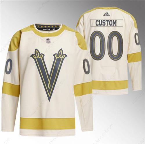 Men’s Vegas Golden Knights Active Player Custom Cream 2024 Winter Classic Breakaway Stitched Jersey