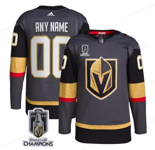 Men’s Vegas Golden Knights Active Player Custom Gray 2023 Stanley Cup Champions Stitched Jersey