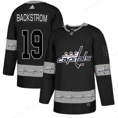 Men’s Washington Capitals #19 Nicklas Backstrom Black Team Logos Fashion Adidas Jersey