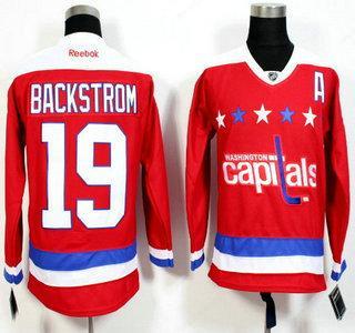 Men’s Washington Capitals #19 Nicklas Backstrom Red Third Reebok Hockey Jersey