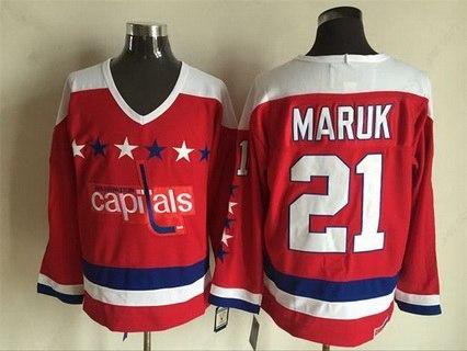 Men’s Washington Capitals #21 Dennis Maruk 1987-88 Red CCM Vintage Throwback Jersey