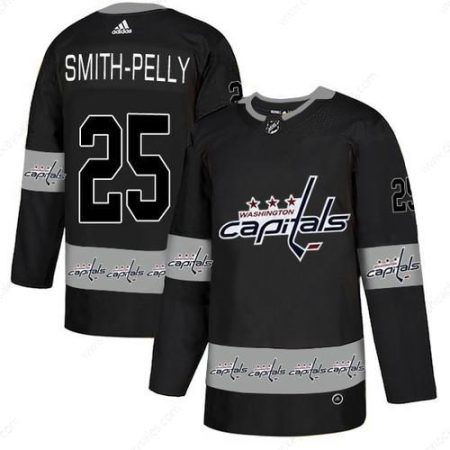 Men’s Washington Capitals #25 Devante Smith-Pelly Black Team Logos Fashion Adidas Jersey