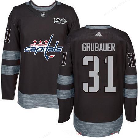 Men’s Washington Capitals #31 Philipp Grubauer Black 100Th Anniversary Stitched NHL 2017 Adidas Hockey Jersey