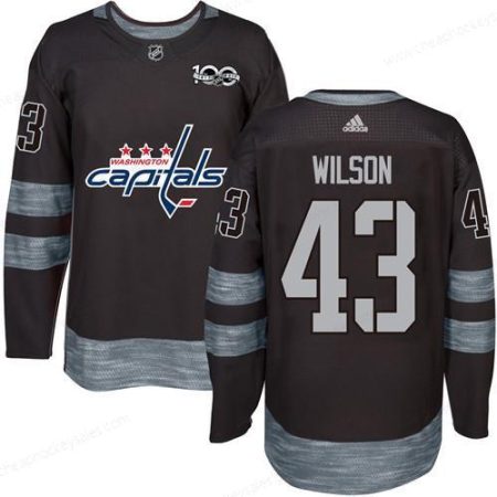 Men’s Washington Capitals #43 Tom Wilson Black 100Th Anniversary Stitched NHL 2017 Adidas Hockey Jersey