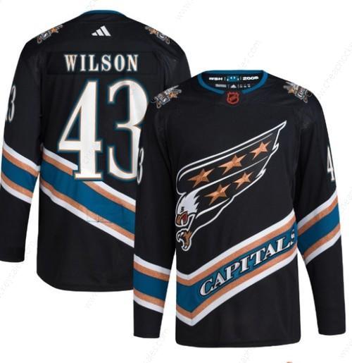 Men’s Washington Capitals #43 Tom Wilson Black 2022-23 Reverse Retro Stitched Jersey