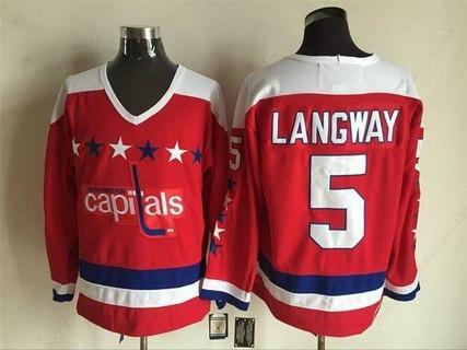 Men’s Washington Capitals #5 Rod Langway 1987-88 Red CCM Vintage Throwback Jersey