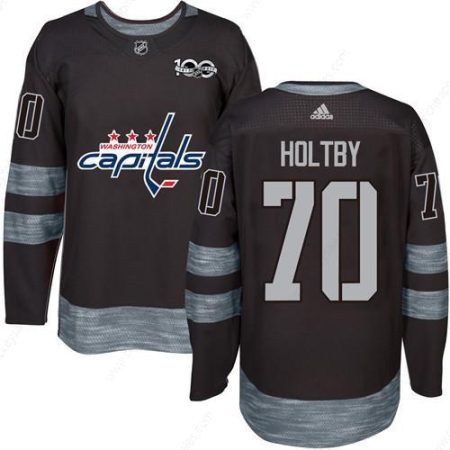 Men’s Washington Capitals #70 Braden Holtby Black 100Th Anniversary Stitched NHL 2017 Adidas Hockey Jersey