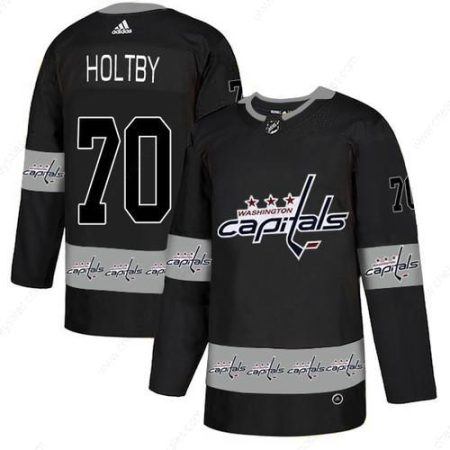 Men’s Washington Capitals #70 Braden Holtby Black Team Logos Fashion Adidas Jersey