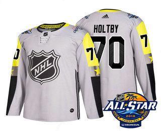 Men’s Washington Capitals #70 Braden Holtby Grey 2018 NHL All-Star Stitched Ice Hockey Jersey