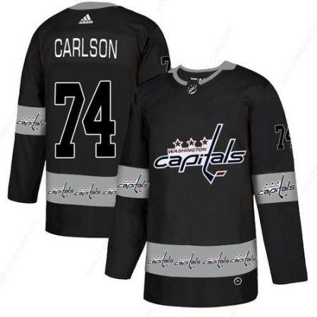 Men’s Washington Capitals #74 John Carlson Black Team Logos Fashion Adidas Jersey