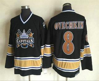 Men’s Washington Capitals #8 Alex Ovechkin 2000-01 Black CCM Vintage Throwback Jersey