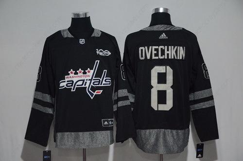 Men’s Washington Capitals #8 Alex Ovechkin Black 100Th Anniversary Stitched NHL 2017 Adidas Hockey Jersey