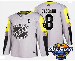 Men’s Washington Capitals #8 Alex Ovechkin Grey 2018 NHL All-Star Stitched Ice Hockey Jersey