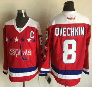 Men’s Washington Capitals #8 Alex Ovechkin Red Third Reebok Hockey Jersey