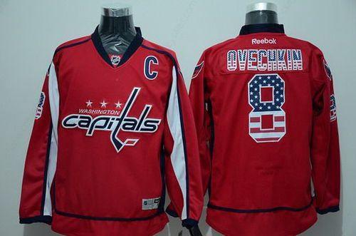 Men’s Washington Capitals #8 Alex Ovechkin Reebok Red Usa Flag Hockey Jersey