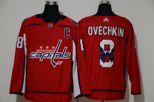 Men’s Washington Capitals #8 Alexander Ovechkin Red With Team Logo Adidas Stitched NHL Jersey