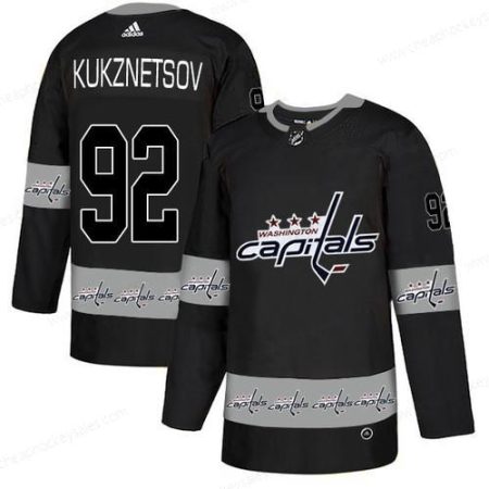 Men’s Washington Capitals #92 Evgeny Kukznetsov Black Team Logos Fashion Adidas Jersey