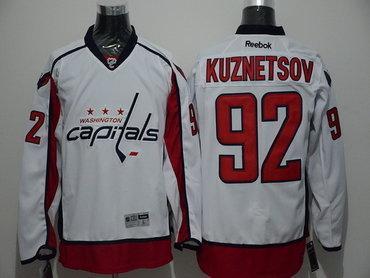 Men’s Washington Capitals #92 Evgeny Kuznetsov Reebok White Away Hockey Jersey