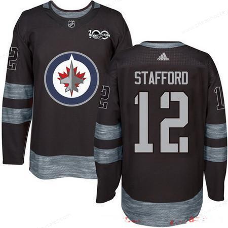 Men’s Winnipeg Jets #12 Drew Stafford Black 100Th Anniversary Stitched NHL 2017 Adidas Hockey Jersey