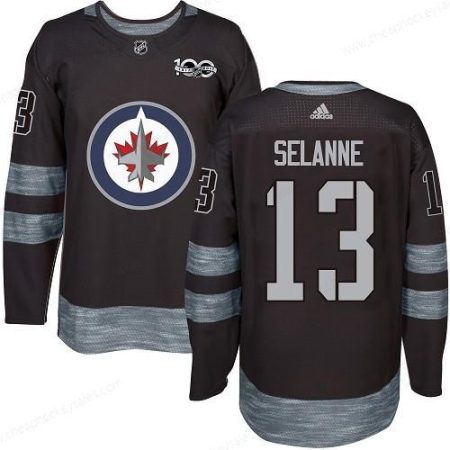 Men’s Winnipeg Jets #13 Teemu Selanne Black 100Th Anniversary Stitched NHL 2017 Adidas Hockey Jersey