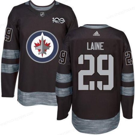 Men’s Winnipeg Jets #29 Patrik Laine Black 100Th Anniversary Stitched NHL 2017 Adidas Hockey Jersey