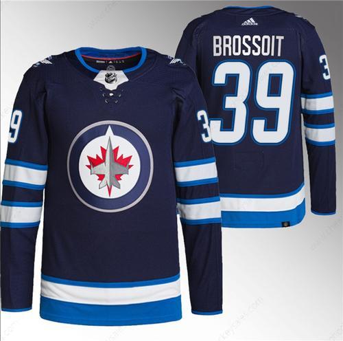 Men’s Winnipeg Jets #39 Laurent Brossoit Navy Stitched Jersey