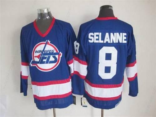 Men’s Winnipeg Jets #8 Teemu Selanne 1990-91 Navy Blue CCM Vintage Throwback Jersey