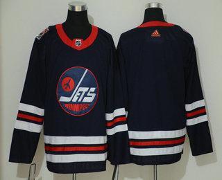 Men’s Winnipeg Jets Blank Navy Blue 2019 Heritage Classic Adidas Stitched NHL Jersey