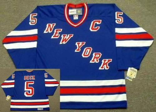 Men’s York Rangers #5 Barry Beck 1983 CCM Vintage Away NHL Hockey Jersey