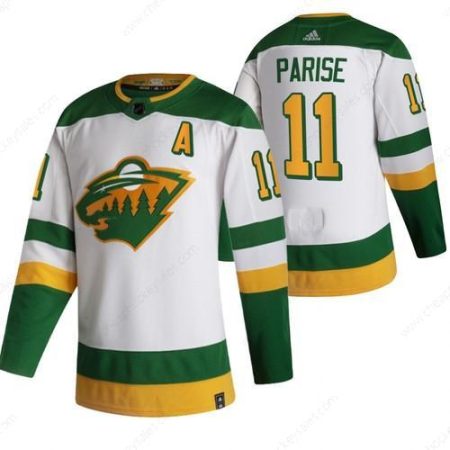 Minnesota Wild #11 Zach Parise White Men’s Adidas 2020-21 Reverse Retro Alternate NHL Jersey