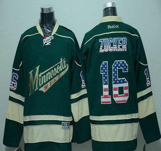 Minnesota Wild #16 Jason Zucker Green Usa Flag Hockey Jersey