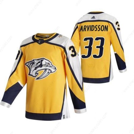 Nashville Predators #33 Viktor Arvidsson Yellow Men’s Adidas 2020-21 Reverse Retro Alternate NHL Jersey