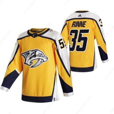 Nashville Predators #35 Pekka Rinne Yellow Men’s Adidas 2020-21 Reverse Retro Alternate NHL Jersey