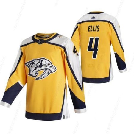 Nashville Predators #4 Ryan Ellis Yellow Men’s Adidas 2020-21 Reverse Retro Alternate NHL Jersey