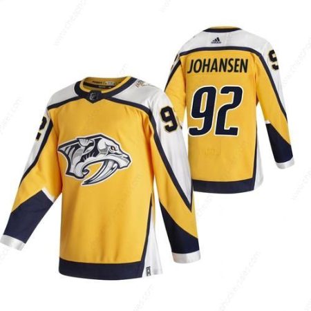 Nashville Predators #92 Ryan Johansen Yellow Men’s Adidas 2020-21 Reverse Retro Alternate NHL Jersey