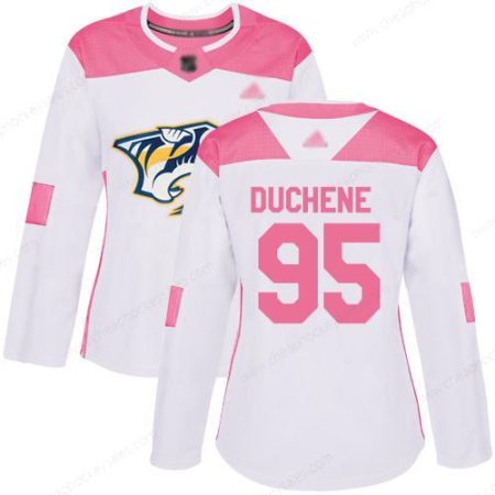 Nashville Predators #95 Matt Duchene White Pink Authentic Fashion Women’s Stitched Hockey Jersey