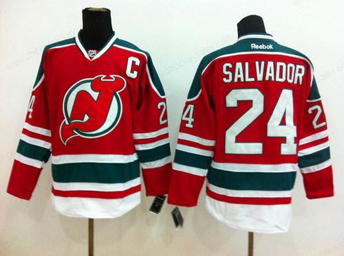 New Jersey Devils #24 Bryce Salvador Red With Green Jersey