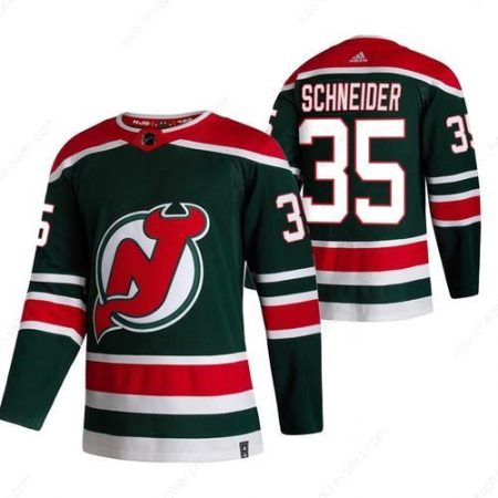 New Jersey Devils #35 Corey Schneider Green Men’s Adidas 2020-21 Reverse Retro Alternate NHL Jersey