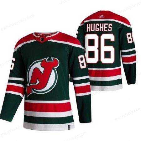 New Jersey Devils #86 Jack Hughes Green Men’s Adidas 2020-21 Reverse Retro Alternate NHL Jersey