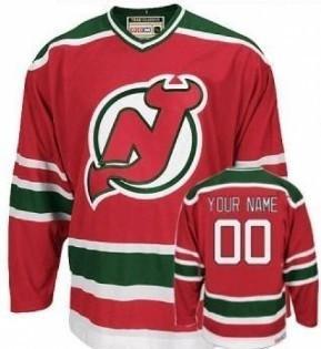 New Jersey Devils Men’s Customized Red With Green Jersey