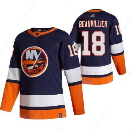 New York Islanders #18 Anthony Beauvillier Navy Blue Men’s Adidas 2020-21 Reverse Retro Alternate NHL Jersey