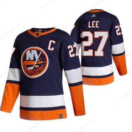 New York Islanders #27 Anders Lee Navy Blue Men’s Adidas 2020-21 Reverse Retro Alternate NHL Jersey