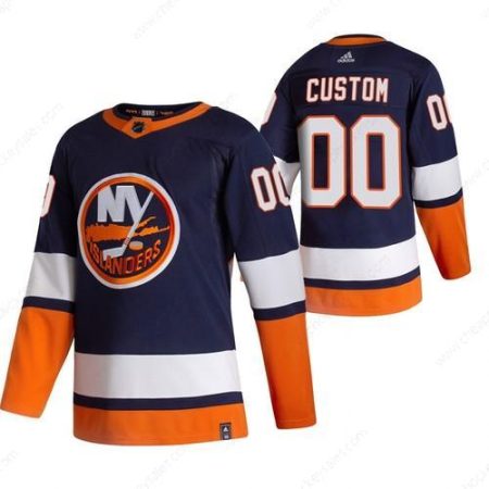 New York Islanders Custom Navy Blue Men’s Adidas 2020-21 Reverse Retro Alternate NHL Jersey