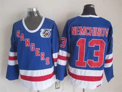 New York Rangers #13 Sergei Nemchinov Light Blue 75Th CCM Vintage Throwback Jersey