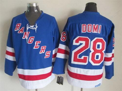 New York Rangers #28 Tie Domi Light Blue Throwback CCM Jersey