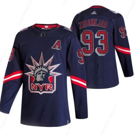 New York Rangers #93 Mika Zibanejad Navy Men’s Adidas 2020-21 Reverse Retro Alternate NHL Jersey